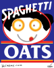 Vector graphic image by Mike Martinet of the Spaghettios face wearing the Quaker Oats hat with the words "Spaghetti" and "Oats"