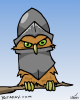 Vector graphic image by Mike Martinet of an owl in a suit of armor