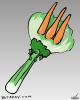 Vector graphic image by Mike Martinet of a fork made out of celery, carrots and lettuce