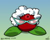 Vector graphic image by Mike Martinet of a cranberry with a wig and cat's eye glasses