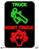 Vector graphic image by Mike Martinet of a pedestrian walk sign with Grateful Dead inspired characters for "Truck" and "Don't Truck"