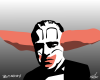 Vector graphic image by Mike Martinet of a Marlon Brando as Vito Corleone wearing a bozo wig and makeup