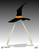 Vector graphic image by Mike Martinet of a wishbone wearing a witch's hat